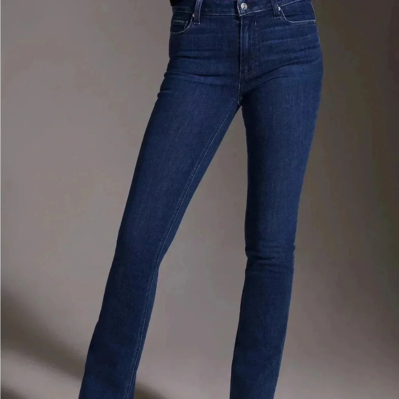 New Paige Manhattan Boot Cut High Rise Flare Jeans Dark Wash Denim Blue Sz 25 - Picture 4 of 16
